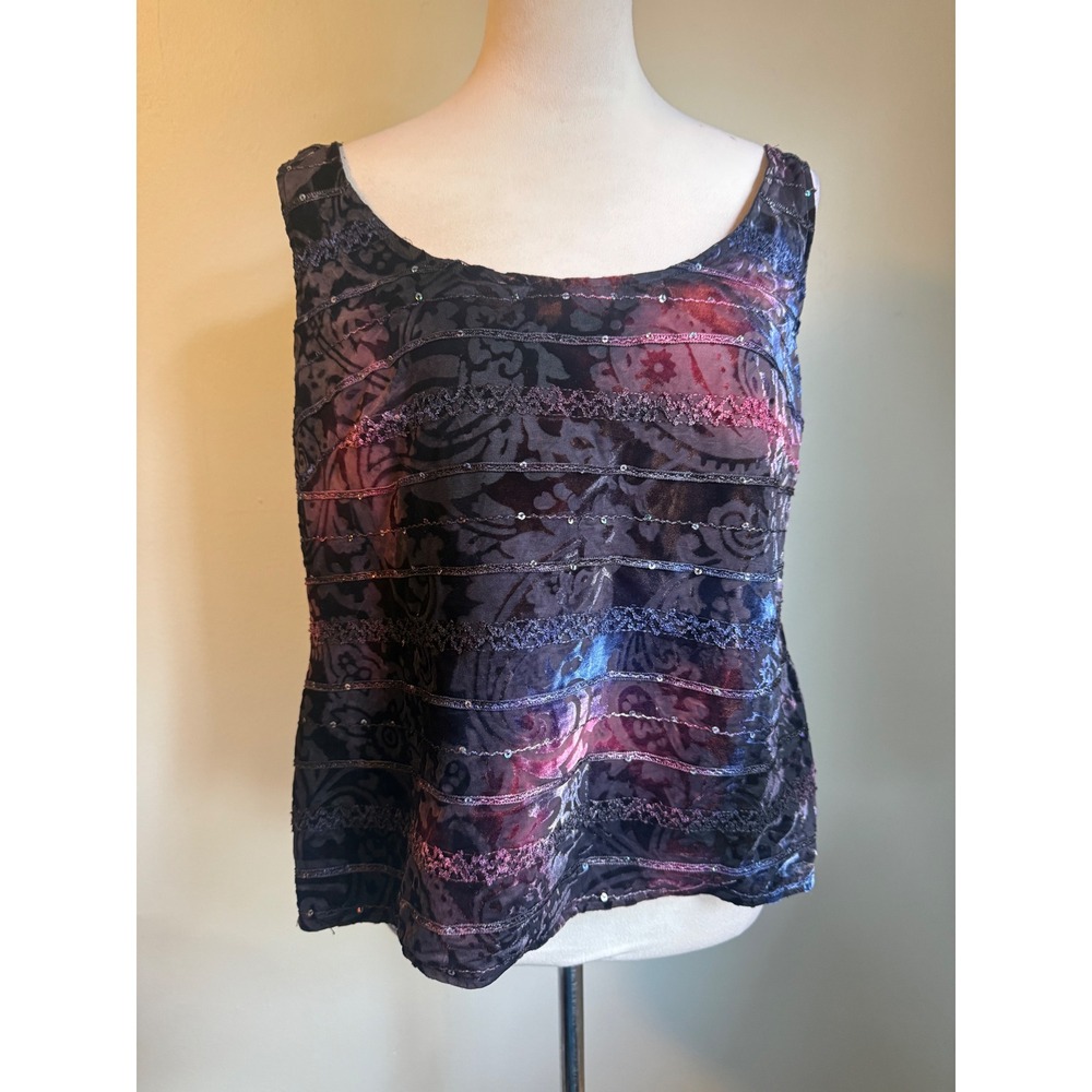 Burnout Velvet Sequin Tank Top whimsigoth fairy Purple Pink y2k grunge boho